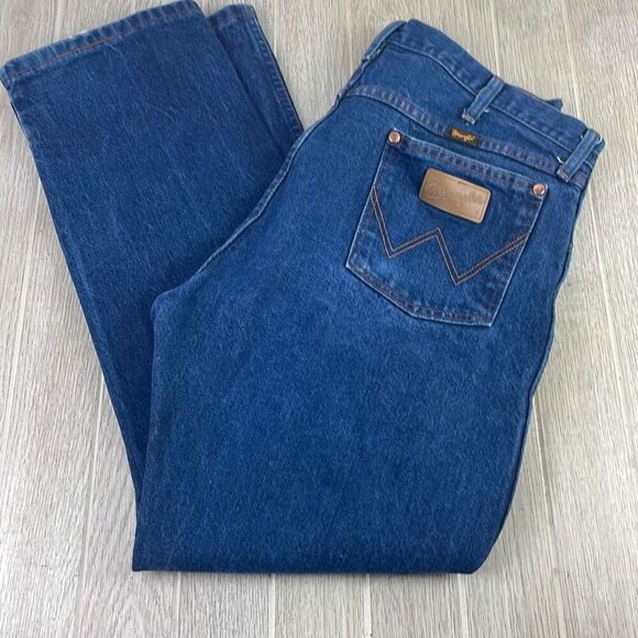 Vintage Wrangler Men's Straight Leg Jeans Blue Denim Medium Wash Size 38x30 - Picture 1 of 9